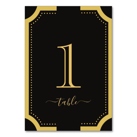 Numéro De Table Noir & or Classic Élégant Mariage en cuivre (Dos)