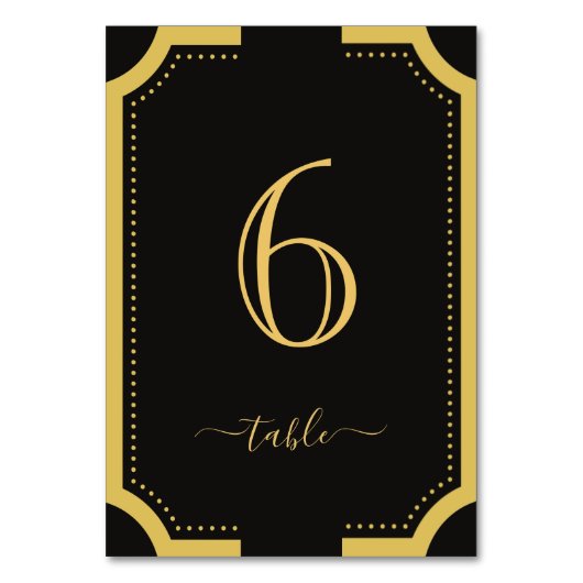 Numéro De Table Noir & or Classique Élégant Mariage en cuivre 6 (Dos)