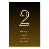 Numéro De Table Noir & or Classique Mariage élégant (Dos)