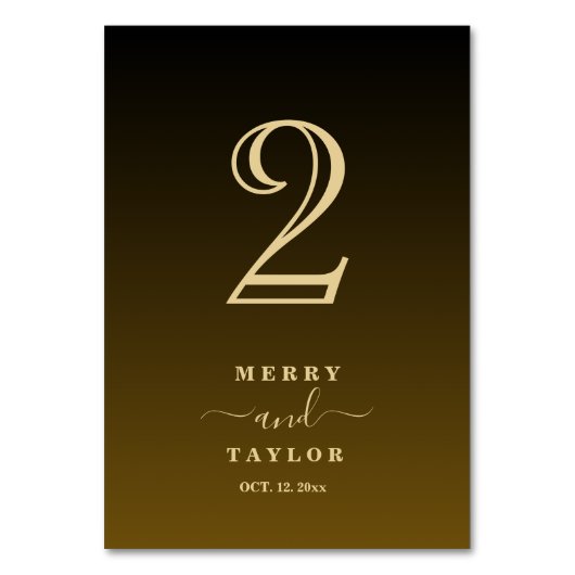 Numéro De Table Noir & or Classique Mariage élégant (Par défaut)
