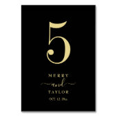 Numéro De Table Noir & or Classique Mariage simple (Dos)