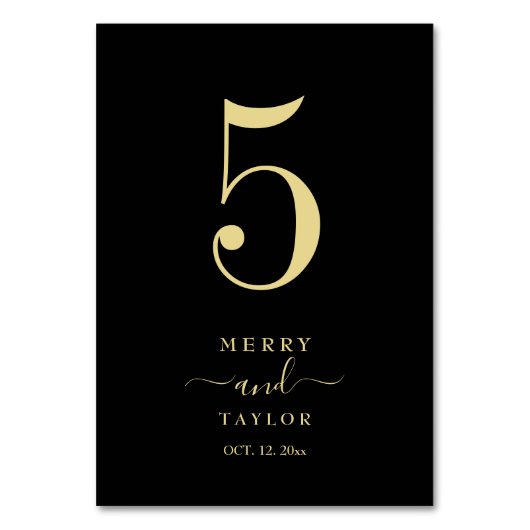 Numéro De Table Noir & or Classique Mariage simple (Par défaut)