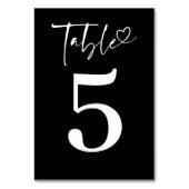 Numéro De Table Noir romantique moderne minimaliste (Dos)