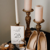 Numéro De Table Noir sur blanc Script Mariage élégant