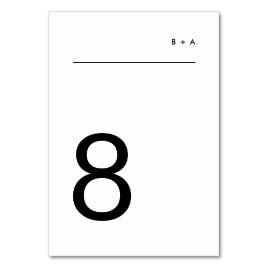 Numéro De Table Noir sur blanc Simple Plain Moderne Premium Élégan (Dos)