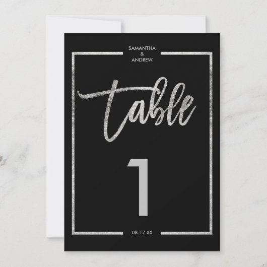 Numéro de table noire du script d'image en argent (Devant)