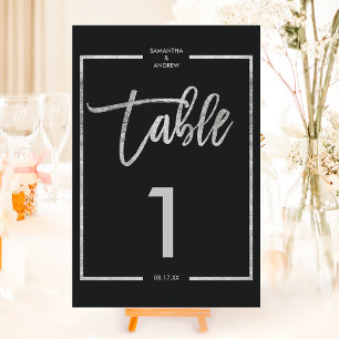 Numéro de table noire du script d'image en argent