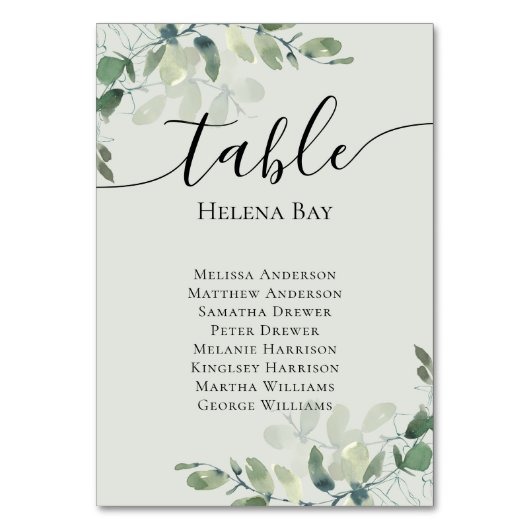 Numéro De Table Nom de la table de Mariage Eucalyptus (Par défaut)