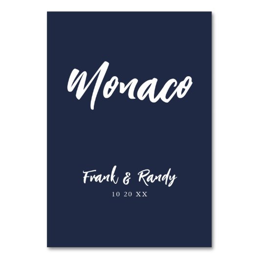 Numéro De Table Nom de la table de mariage personnalisée bleu mari (Dos)