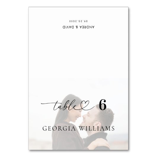 Numéro De Table Nom de l'invité modifiable Faded Photo Mariage Pla (Par défaut)