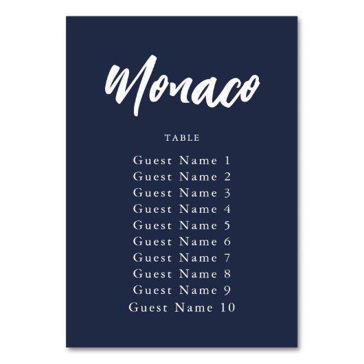 Numéro De Table Nom de table personnalisée Elegant Navy Assignatio (Dos)