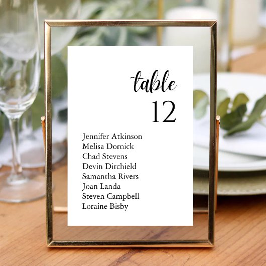 Numéro De Table Nom d'invité Mariage de série classique personnali
