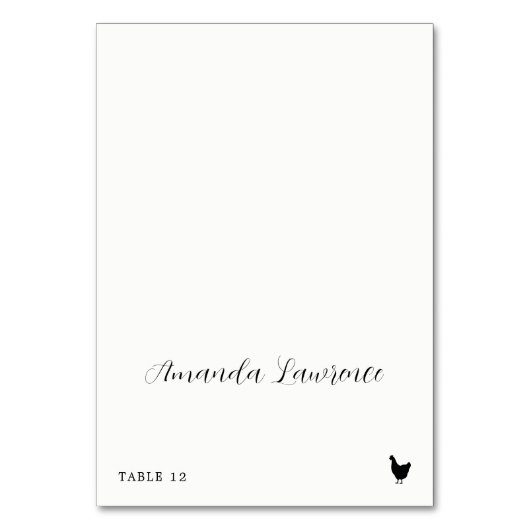 Numéro De Table Nom du script Poulet Repas Option Place Card (Par défaut)