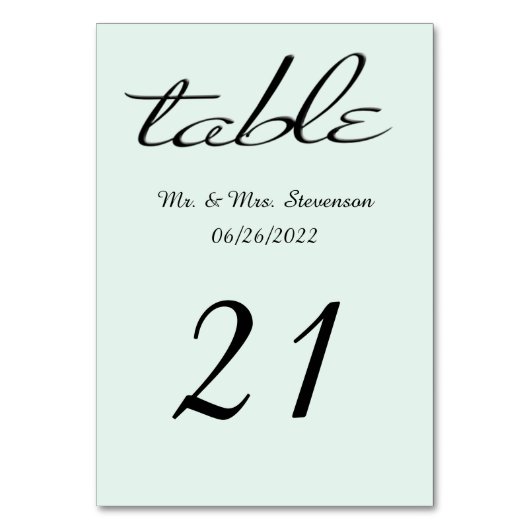 Numéro De Table Nom et date de la menthe verte et noire (Dos)