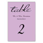 Numéro De Table Nom et date noir violet clair (Dos)