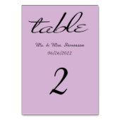 Numéro De Table Nom et date noir violet clair (Par défaut)