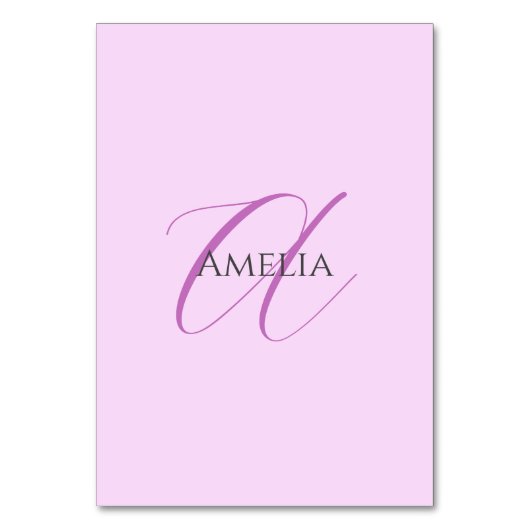 Numéro De Table Nom Monogramme Lettre initiale Orchid & Lilac (Dos)