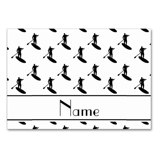 Numéro De Table Nom personnalisé blanc paddleboard noir (Devant)