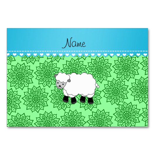 Numéro De Table Nom personnalisé mouton fleurs vertes (Dos)