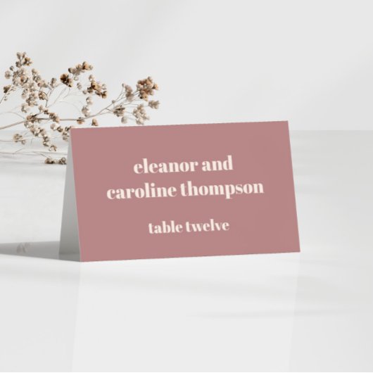 Numéro De Table Nom simple Dusty Rose Custom Wedding Place Card