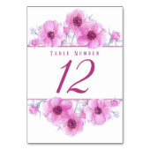 Numéro De Table Nombre de tables d'aquarelle d'anémone rose (Dos)