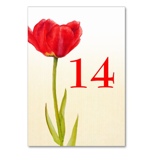 Numéro De Table Nombre de tables de fleurs de tulipe rouge simple (Dos)