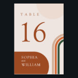 Numéro De Table Nombres de table beige en arc abstrait<br><div class="desc">Nombres de table de mariage bohème moderne avec des formes d'arche en terracotta,  rouille,  orange brûlé et tons émeraude foncé et vert.
Collection : https://www.zazzle.com/collections/boho_arch_abstract_wedding_collection-119061662657911589</div>
