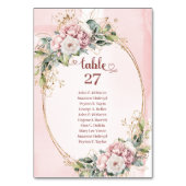 Numéro De Table Nombres de table floraux en or rose moderne (Dos)