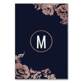 Numéro De Table Nombres de tableau Floral bleu marine et or Rose (Dos)