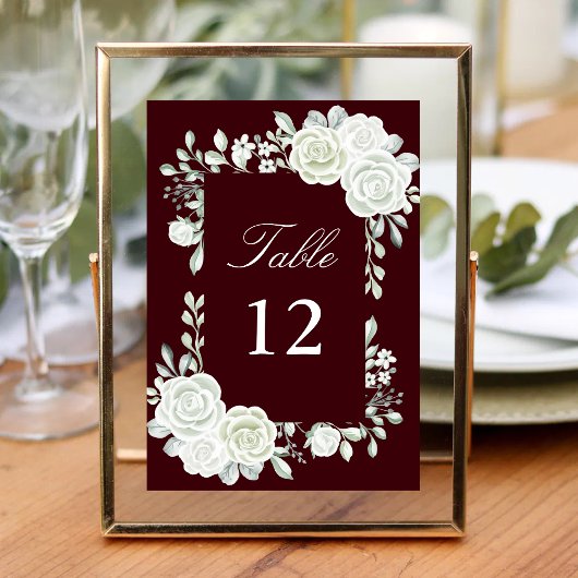 Numéro De Table Nombres de tables de mariage Roses blanches gothiq