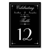 Numéro De Table Noms de script mariage noir et blanc élégant (Dos)