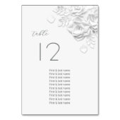 Numéro De Table Noms des invités de mariage aux roses 3D blanches (Dos)
