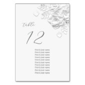 Numéro De Table Noms des invités de mariage aux roses 3D blanches (Dos)