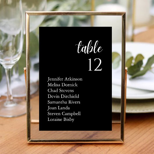 Numéro De Table Noms des invités de mariage élégants classiques av