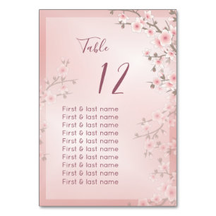 Numéro De Table Noms des invités de mariage rose poussiéreux 