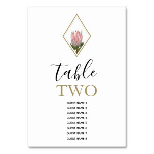 Numéro De Table Noms des invités du Mariage Rustic King Protea