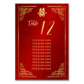 Numéro De Table Noms des invités d'un mariage chinois  (Dos)