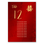 Numéro De Table Noms des invités Mariages chinois (Dos)