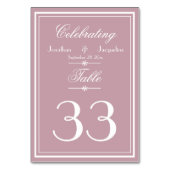 Numéro De Table Noms élégants de script de mariage rose poussiéreu (Dos)