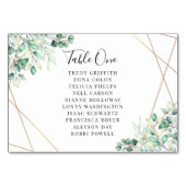 Numéro De Table Noms modernes Vert Eucalyptus Mariage géométrique (Devant)