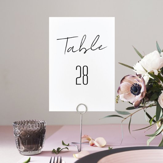 Numéro De Table Noms personnalisés modernes Mariage noir blanc