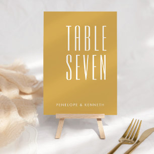 Numéro De Table Noms personnalisés rétro simple Mariage orange jau