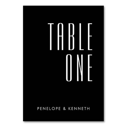 Numéro De Table Noms personnalisés simples rétro Mariage noir uni (Par défaut)