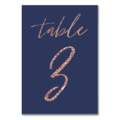 Numéro De Table Non, 3 - Glam Paillettes Rose Gold et Bleu Mariage (Dos)