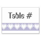 Numéro De Table Nos Coeurs 8 bits en Lavender Table Card (Dos)