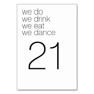 Numéro De Table Nous Buvons Danser Manger - Mariage moderne