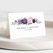 Numéro De Table Nuances de pourpre Dusty Floral Nom de l'invité