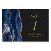 Numéro De Table Nuit de noces bleu marine Agate dorée (Devant)