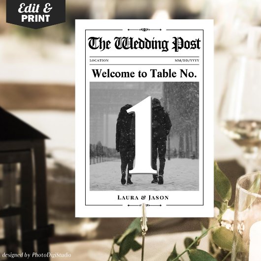 Numéro De Table Numéro de la photo moderne Journal Mariage de la c