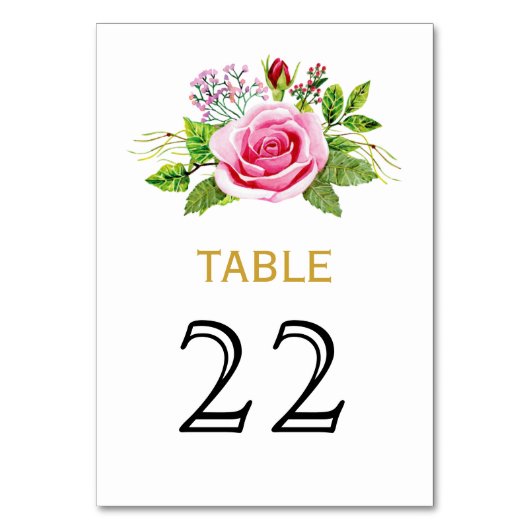 Numéro De Table Numéro de la table de mariage rose rose aquarelle (Dos)